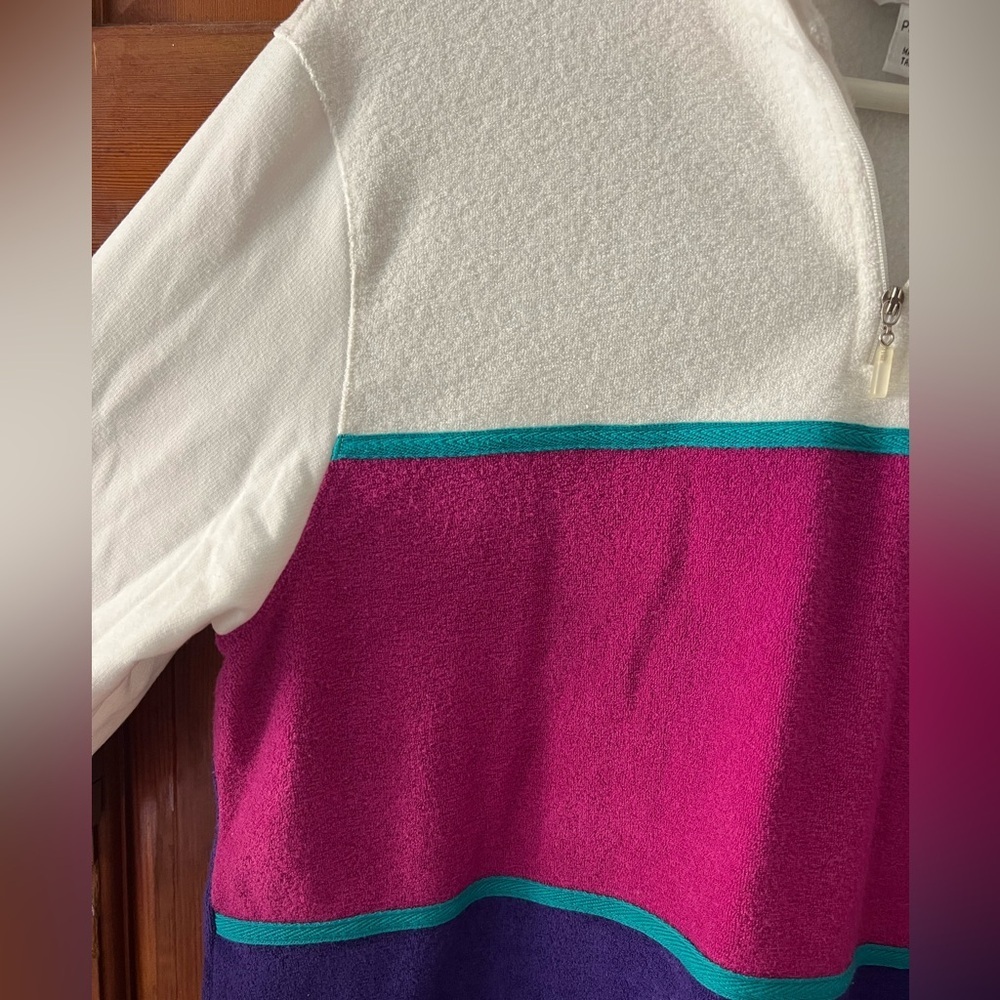 Vintage BLAST Colorblock Quarter Zip Fleece Pullover Petite M 80s 90s Sweatshirt - Picture 7 of 12